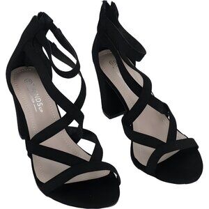Black Chunky Heel Ankle Strap Sandals for Women (8.5)